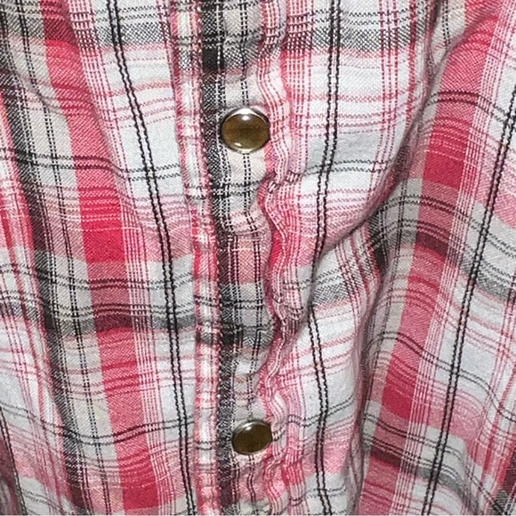 Vintage Levi's Red Plaid Short Sleeve Pearl Snap Western Pearl Snap Shirt sz XXL - Picture 4 of 5